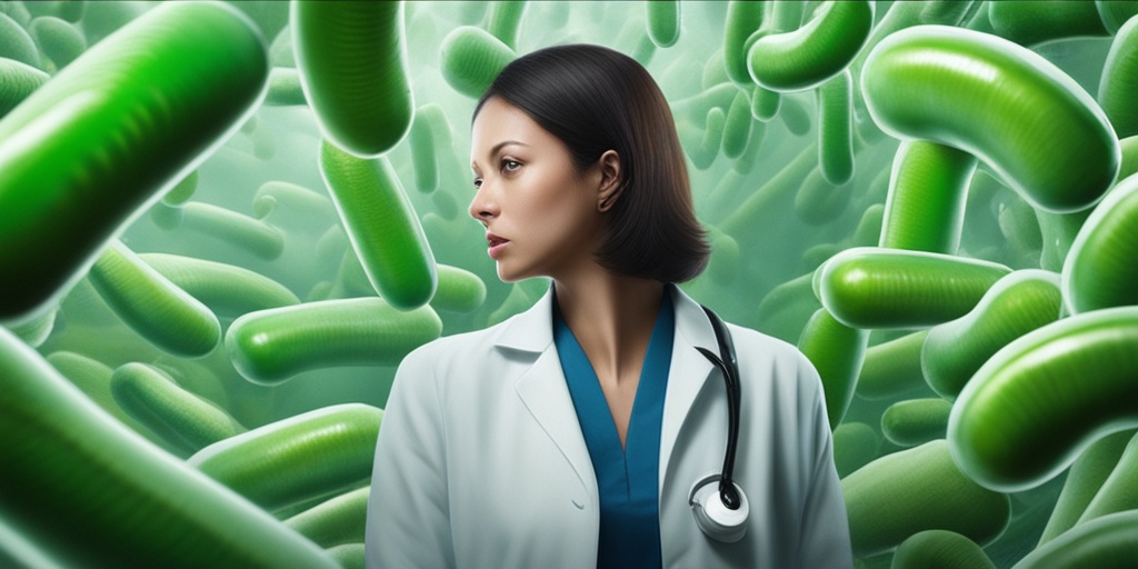 Person experiencing Campylobacteriosis complications with green tone conveying concern and caution.