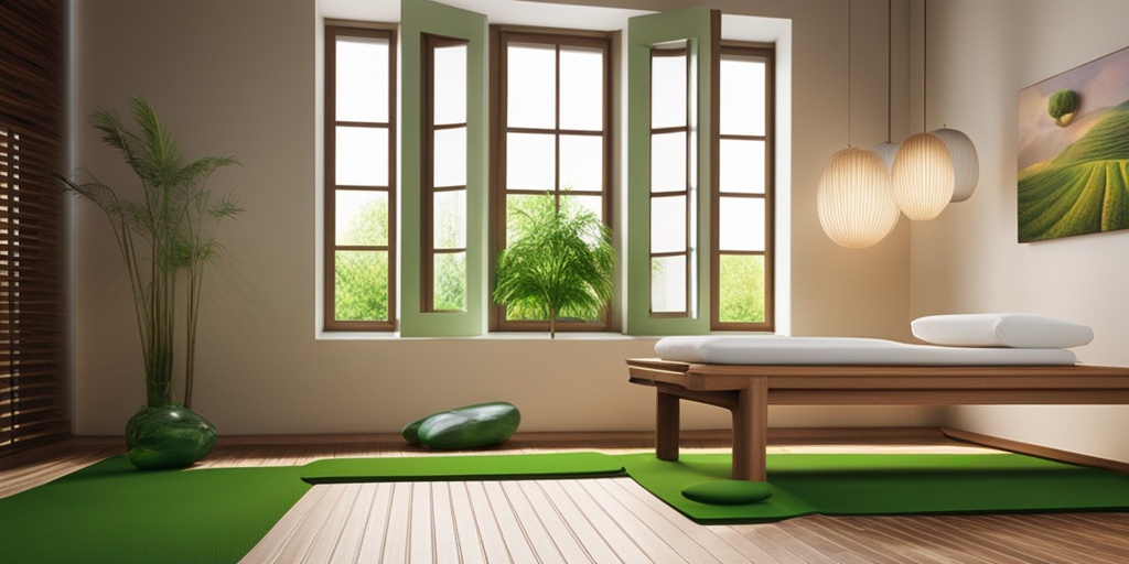 Person receiving alternative therapy, such as acupuncture or massage, in peaceful natural environment, with green background, conveying relaxation and calm.