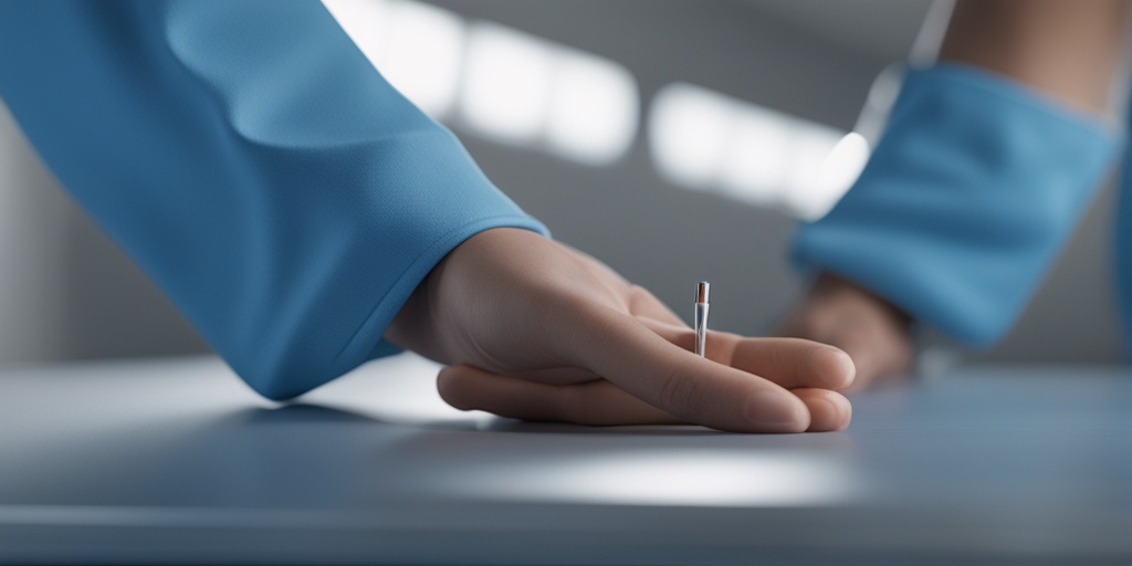 Person receiving physical therapy for Reflex Neurovascular Dystrophy in a serene clinical setting with a subtle blue background.