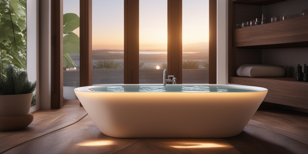 Person relaxing in warm bath surrounded by calming essential oils and soft candlelit lighting, highlighting importance of self-care.