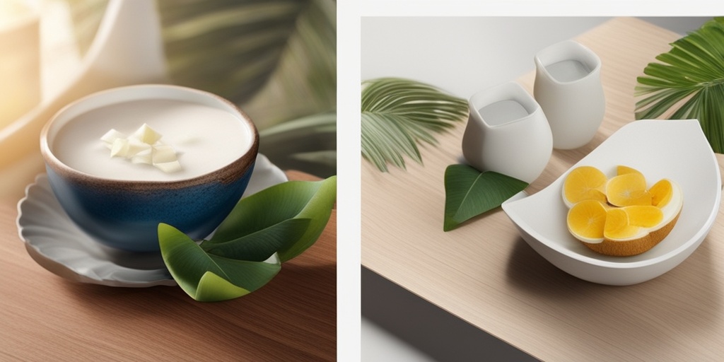 Person sits on couch, surrounded by home remedies, sipping coconut water with relief.