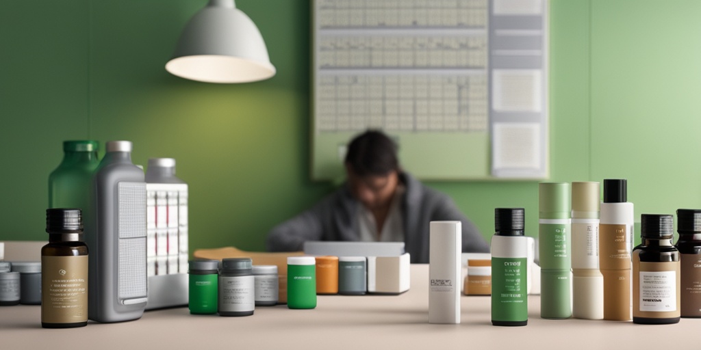 Person sitting at table, surrounded by medications, with subtle green background, conveying hope and recovery from anxiety disorders.