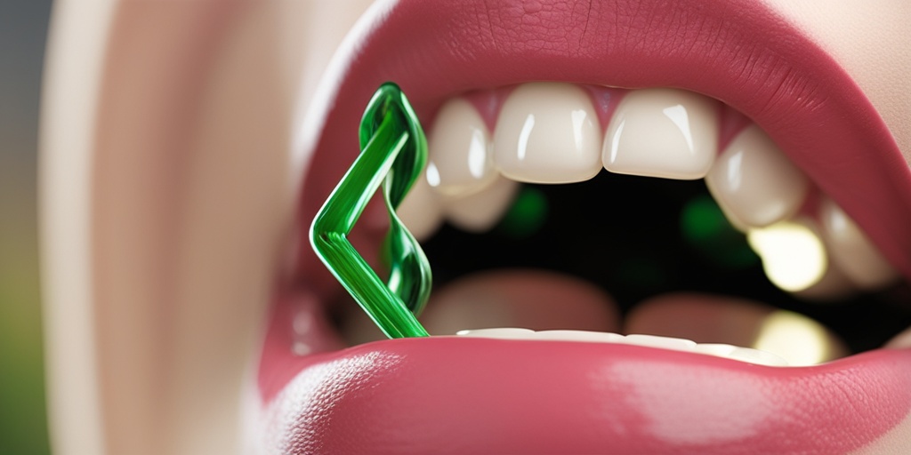 Person with Sjogren's Syndrome practicing good oral hygiene with toothbrush and dental floss in a bright background.