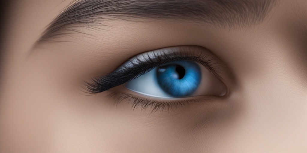 Person with worried expression looking downward, highlighting potential complications of untreated Eye Retraction Syndrome in a subtle blue background.