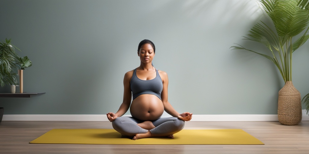 Pregnant woman prepares for breastfeeding with prenatal exercises in nature.