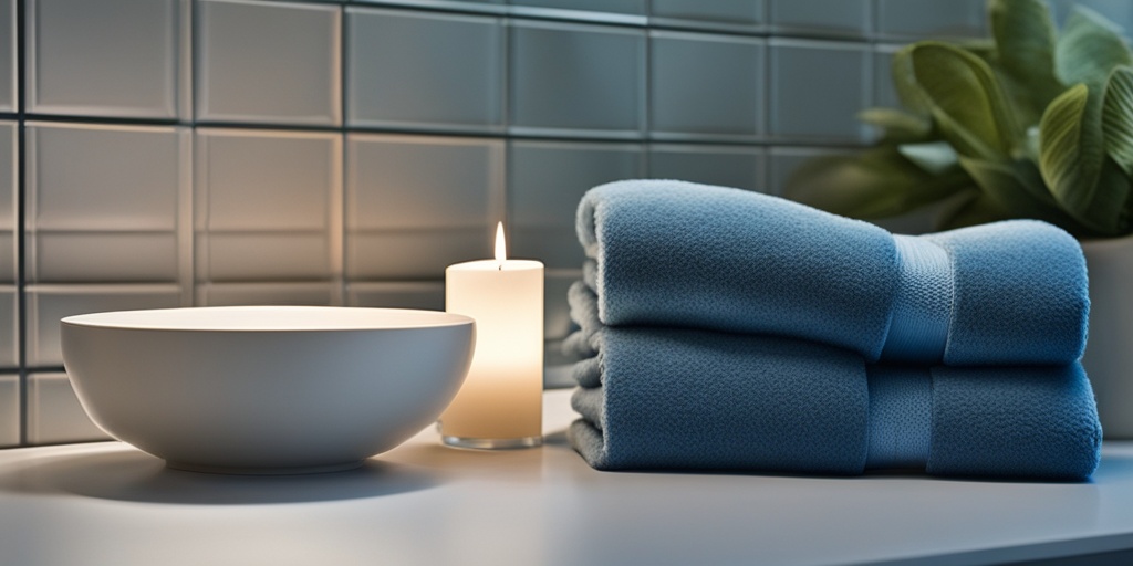 Serene bathroom setting with relief techniques for breast engorgement.