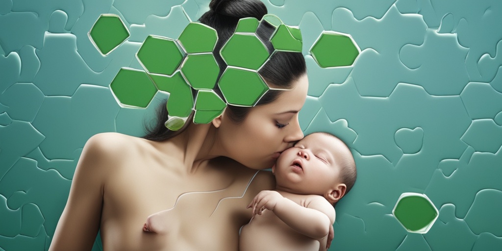 Split-screen image illustrating connection between Zika virus and microcephaly, featuring fetus and baby born with condition, with subtle blue and green backgrounds.