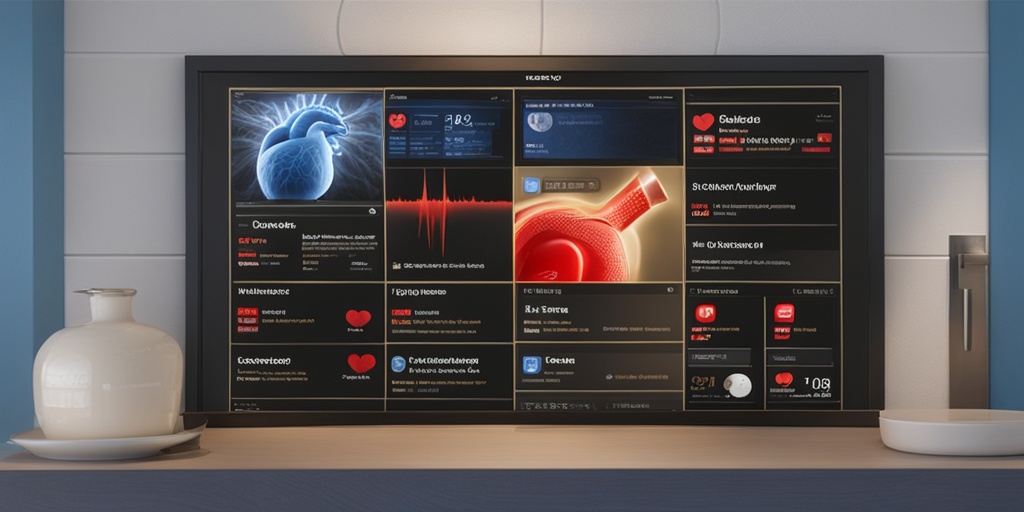 Split-screen image of healthy and damaged hearts with risk factors