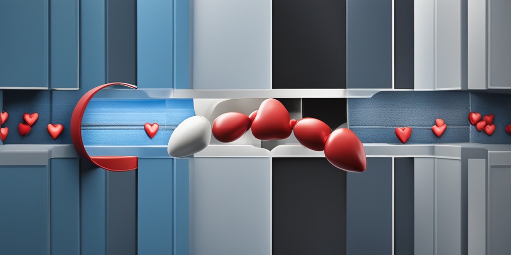 Split-screen image of healthy and damaged hearts with risk factors