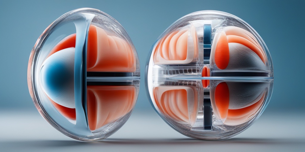 Split-screen image showcasing various symptoms of Multiple Sclerosis, including blurred vision and muscle weakness.