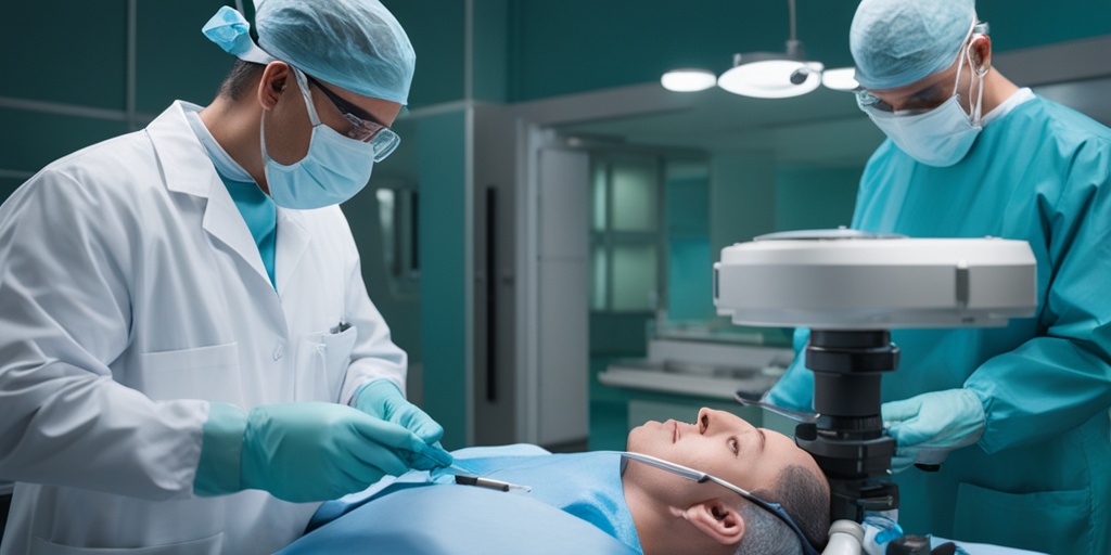 Surgeon performing laparoscopic surgery to remove a Gastrinoma tumor