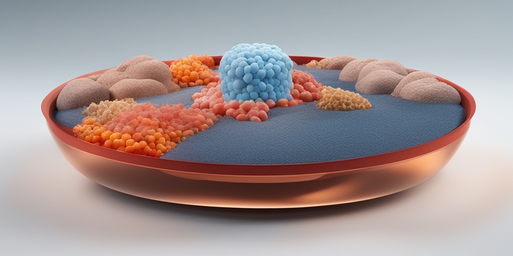 3D model of pancreas with visual elements representing causes and risk factors of islet cell cancer on a subtle blue background.