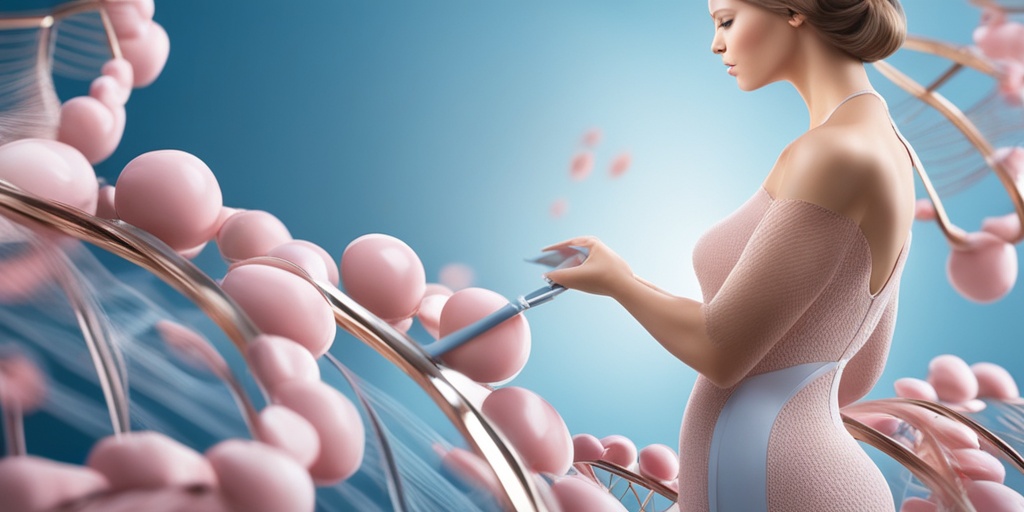 3D rendered illustration of a woman's body highlighting hormonal changes, genetics, and lifestyle choices.