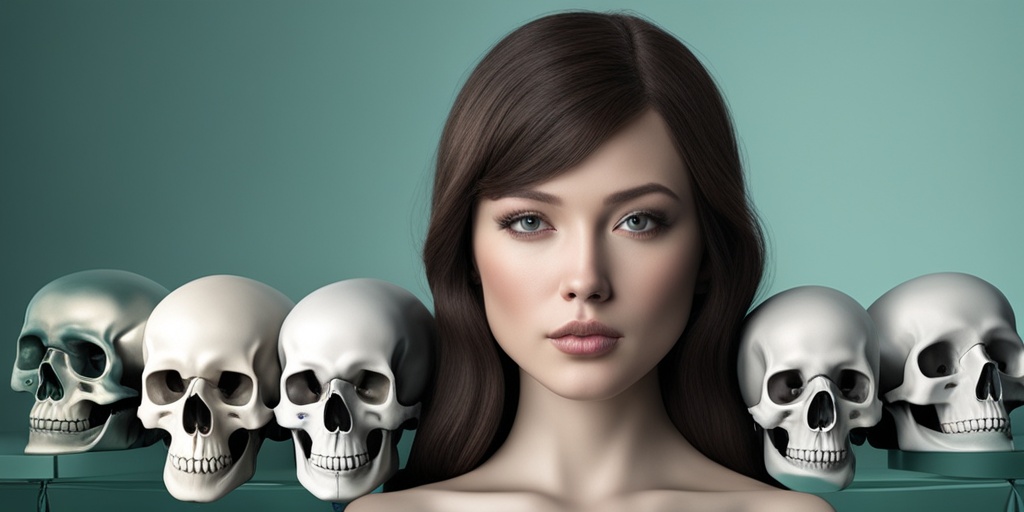 3D rendered models of skulls illustrating the three main types of Pfeiffer Syndrome on a subtle blue background.