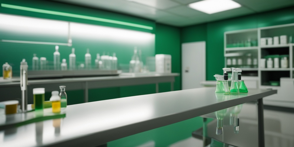 A healthcare professional examines a sample of cerebrospinal fluid in a lab, surrounded by medical equipment.