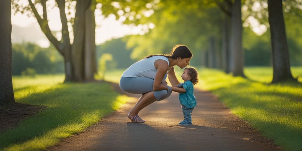 Concerned mother holds struggling 4-year-old child with early signs of Muscular Dystrophy