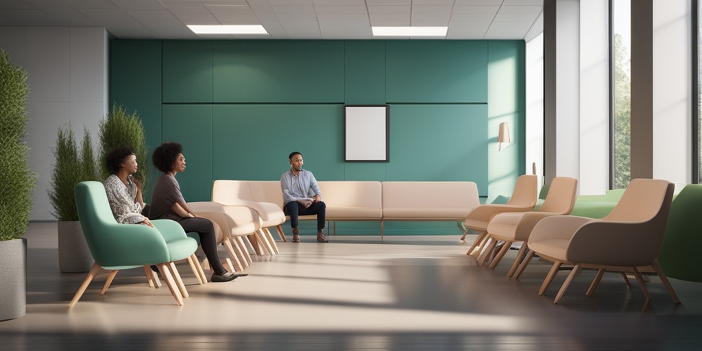 Diverse group of people representing common diseases requiring early detection in hospital waiting area.