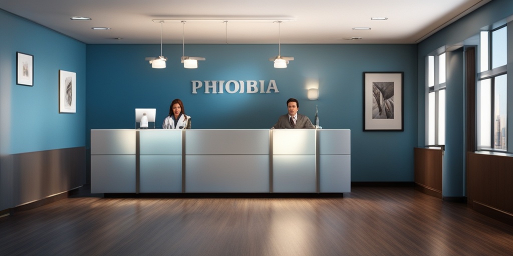 Doctor conducting diagnosis for phobia in calm atmosphere with subtle blue background