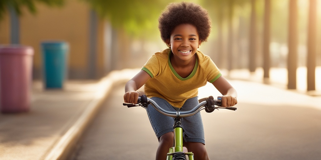 Empowered child plays outdoors despite physical limitations on a sunny day.