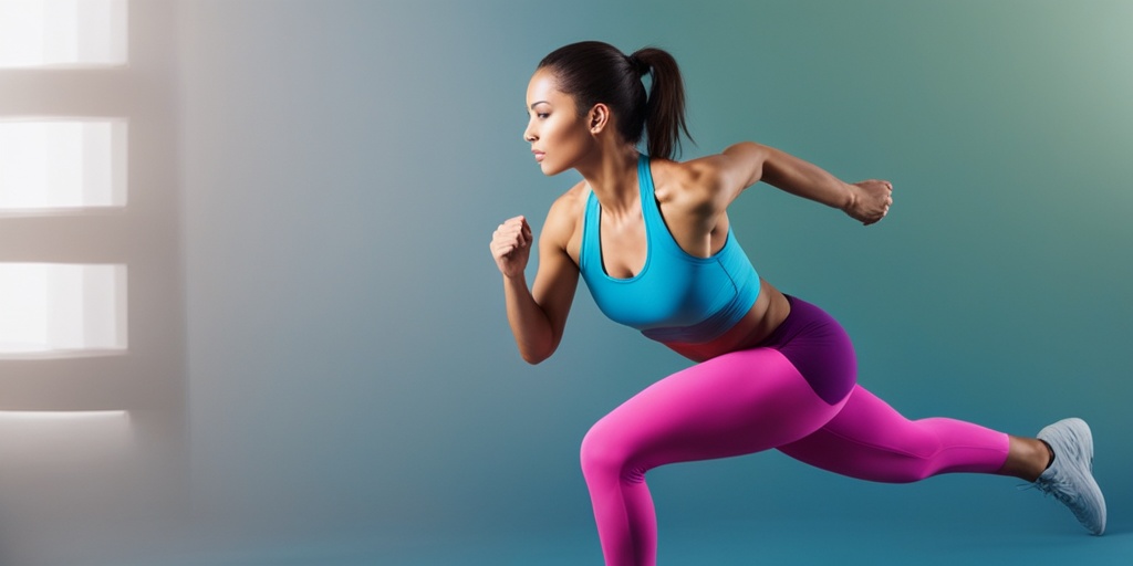 Fit individual engaging in fitness activity, surrounded by a subtle blue background, conveying energy, vitality, and a connection to beauty.