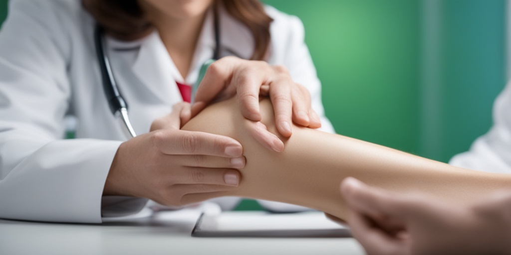 Healthcare professional conducting physical examination to diagnose Peripheral Vascular Disease in a modern medical office.