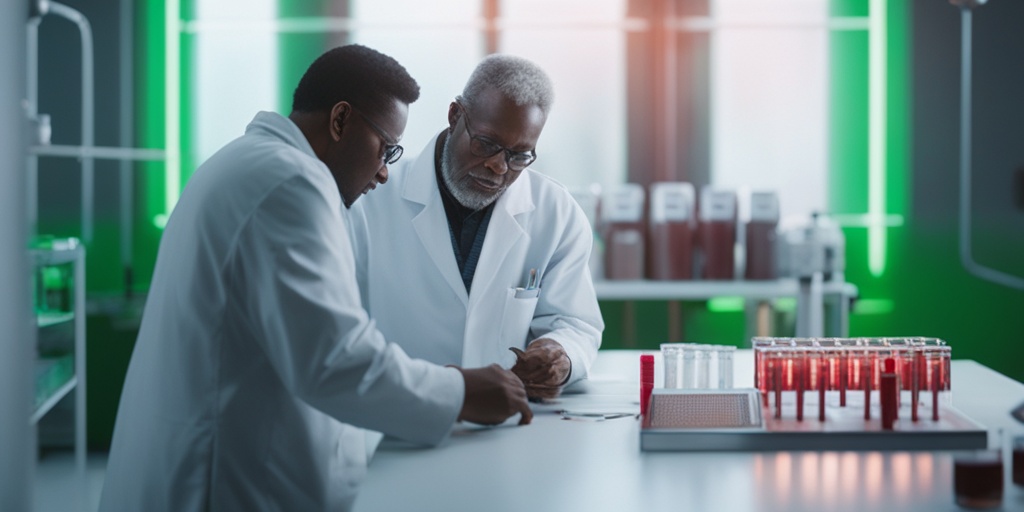 Healthcare professional examining blood sample under microscope for Aplastic Anemia diagnosis.