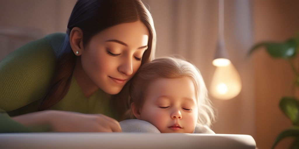 Parent comforts child with croup using warm mist humidifier