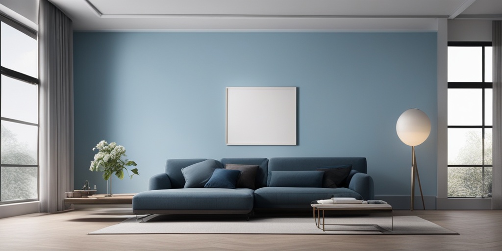 Person experiencing back pain and numbness in a modern living room with a subtle blue background.