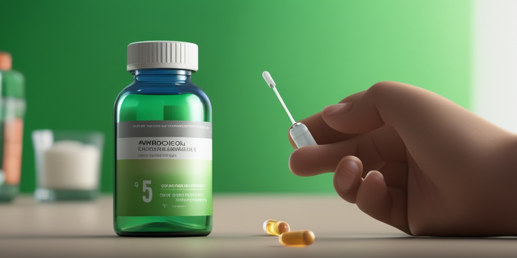 Person holding antibiotic pills and glass of water in a medical setting with subtle green background.