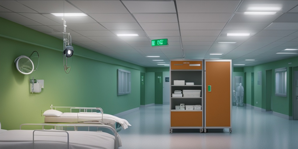 Person in a hospital setting with subtle green background, surrounded by medical equipment and medication, emphasizing importance of managing complications.