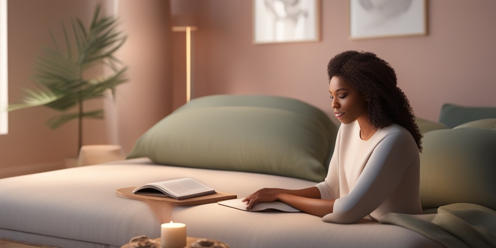 Person in a therapy session, surrounded by comforting objects, representing a supportive environment.