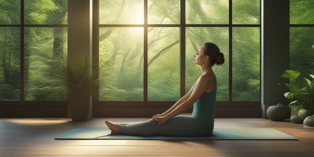 Person living with Pulmonary Lymphangiomyomatosis practicing yoga outdoors, conveying hope and resilience.