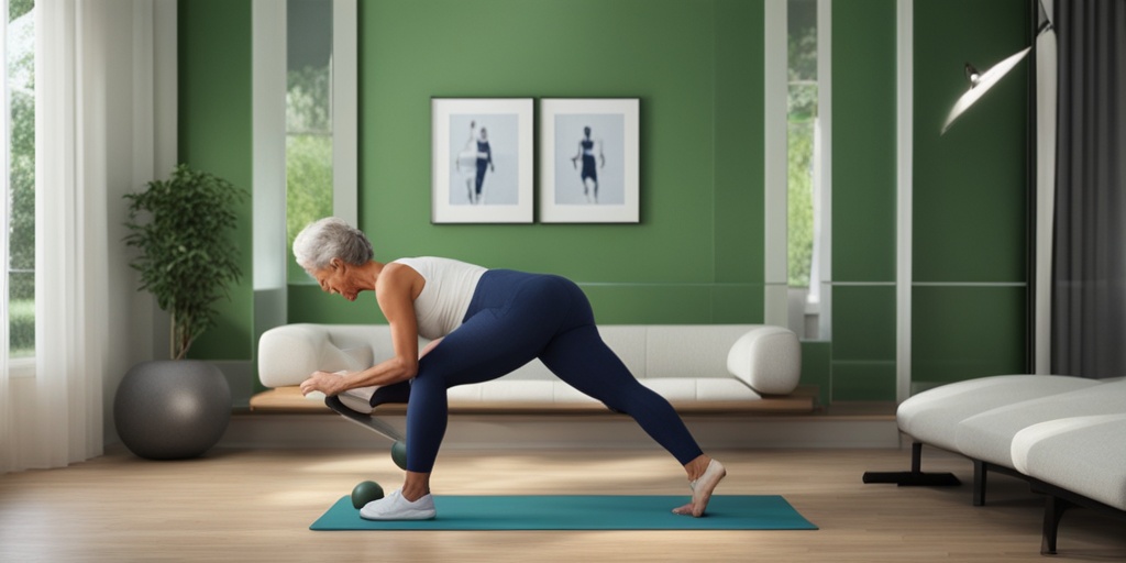 Person performs rehabilitation exercise for meniscus tear on a BOSU ball.