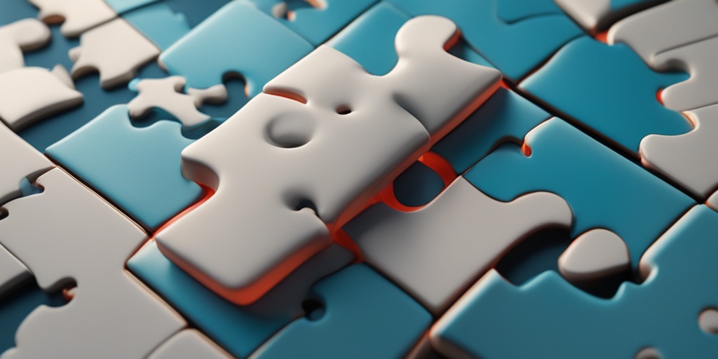 Person surrounded by puzzle pieces representing connected conditions on a subtle blue background.