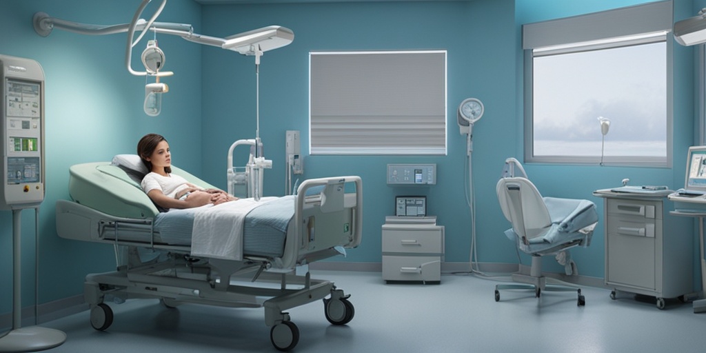 Premature infant in hospital bed, surrounded by medical equipment, with caregiver's concerned expression.