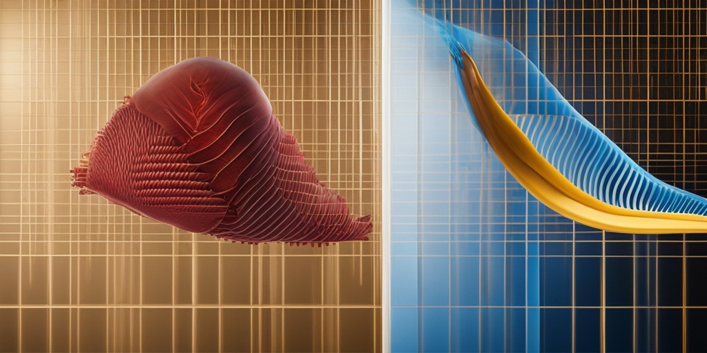 Split-screen comparison of healthy organ versus diseased organ against blue background.