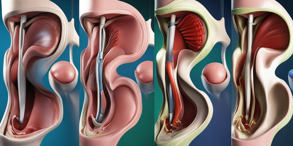 Split-screen illustration of different voice disorders, 3D rendered vocal cords and surrounding anatomy.