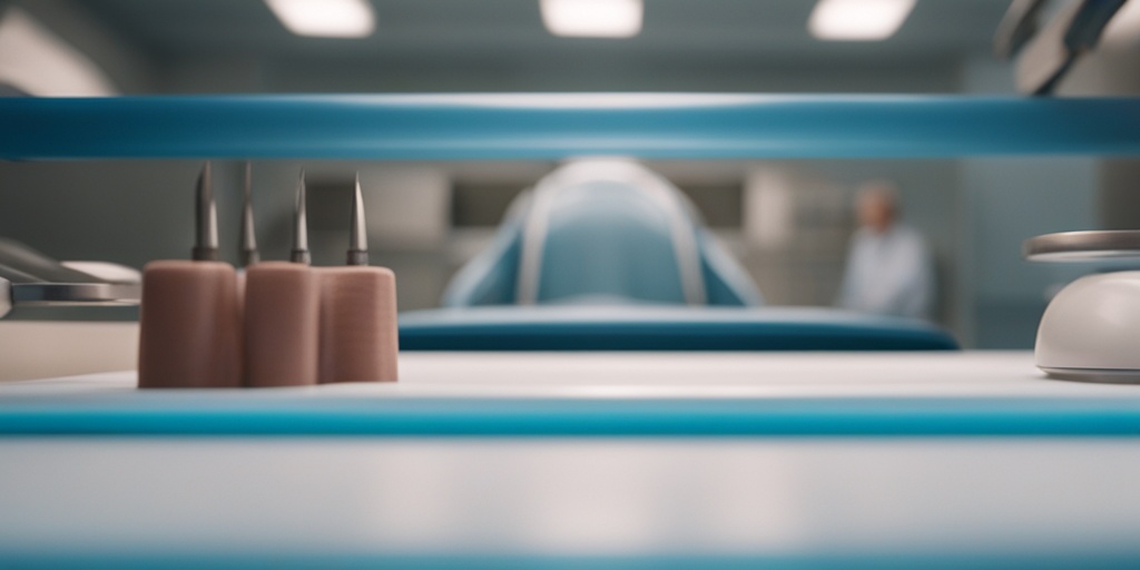 Surgeon performs surgical procedure to correct hammertoe in a sterile blue operating room with medical equipment.