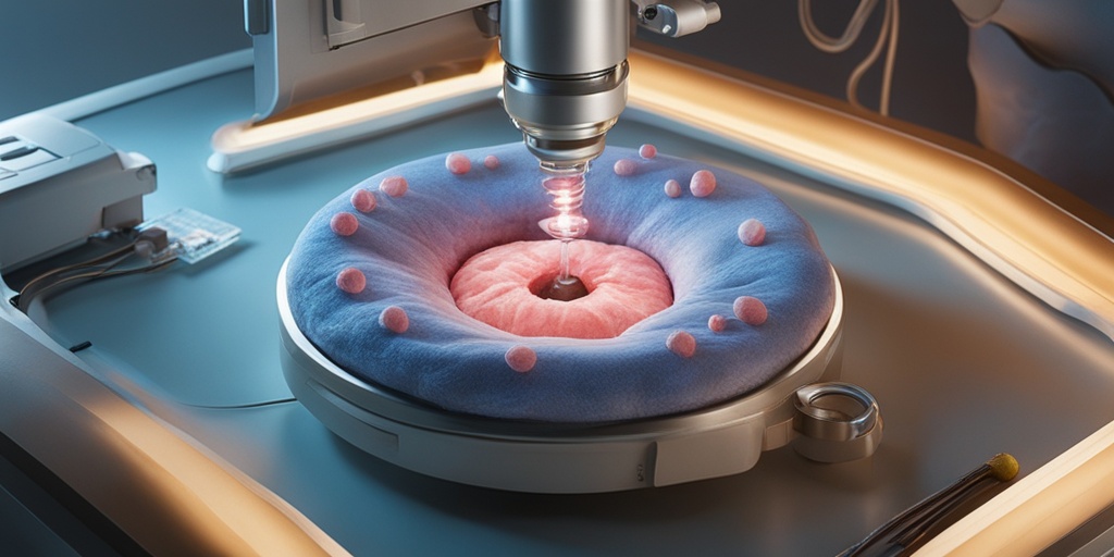 Surgical procedure for islet cell cancer in a sterile, clinical setting with precise 3D models of pancreas and equipment.