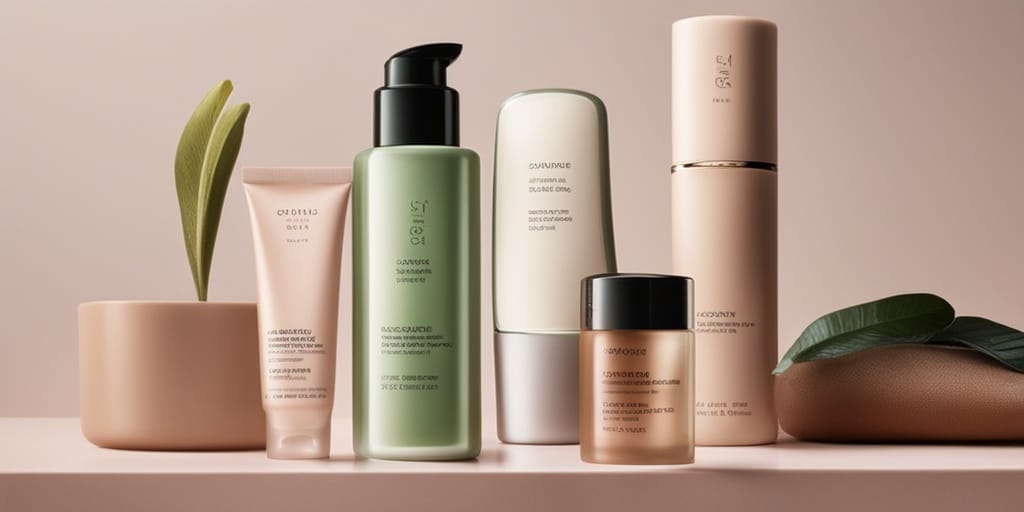 Three individuals with different skin types following customized beauty routines, surrounded by skincare products and tools, in a harmonious setting.