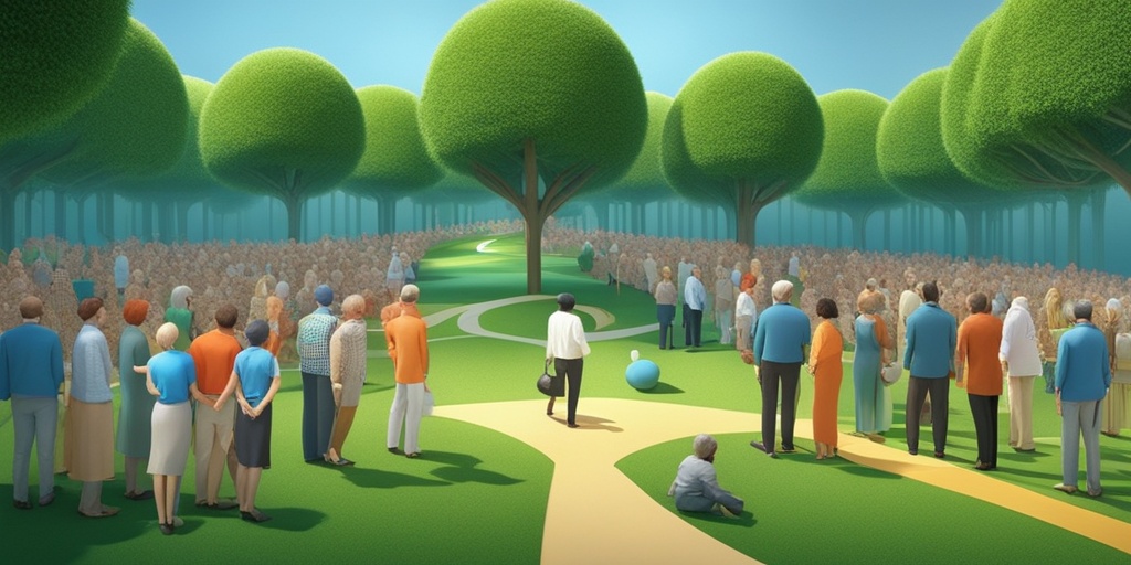 A diverse group illustrates Macular Degeneration risk factors, surrounded by informative charts in a harmonious green and blue setting.  .png