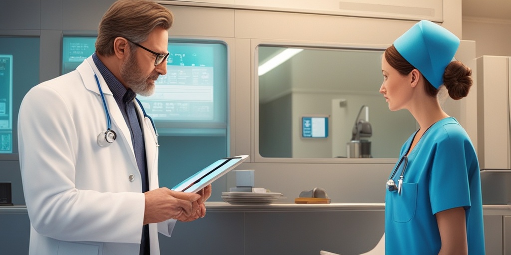 A doctor uses a tablet to discuss treatment options with a patient, emphasizing the importance of clear communication.  .png