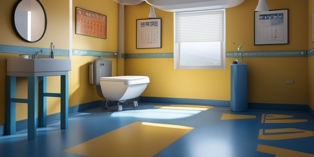 A family practicing hygiene in a bright home, with educational posters on CMV prevention and a cheerful atmosphere.  .png