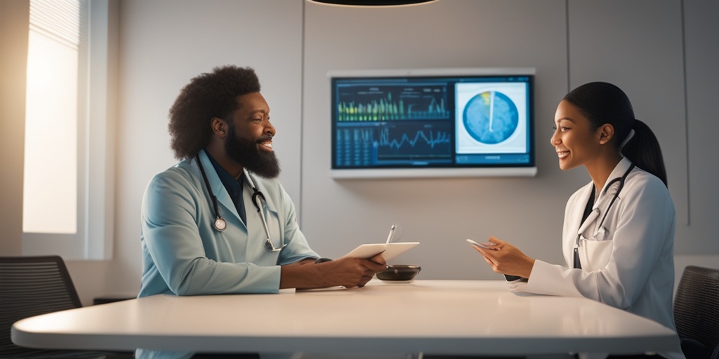 A healthcare professional explains treatment options to a patient, emphasizing informed decision-making in a well-lit consultation room.  .png