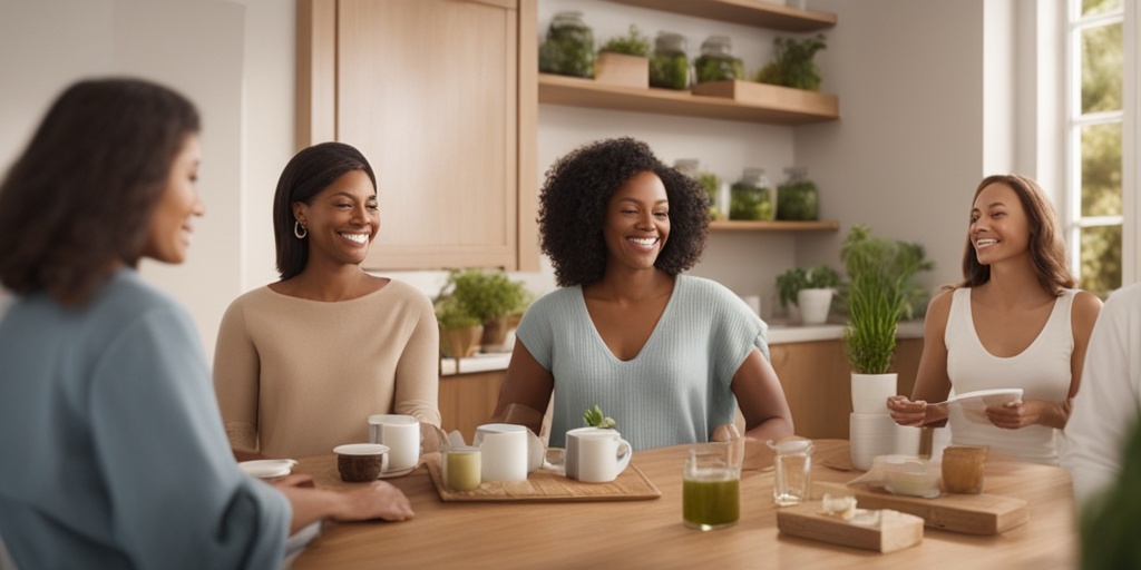 A diverse group sharing experiences of common conditions treated by naturopathic medicine, emphasizing community support and holistic health..png