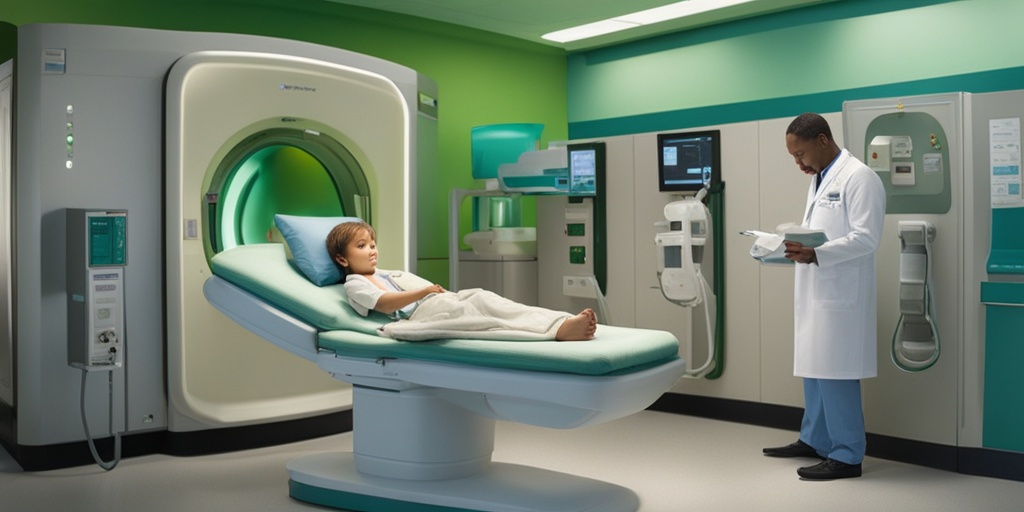 A pediatric neurologist examines a child using MRI technology, highlighting the importance of compassionate care in diagnosis.  .png