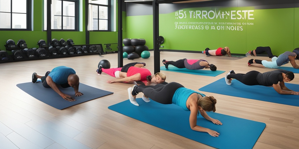 A person lifts weights, demonstrating strength training in a bright, modern gym setting.  .png