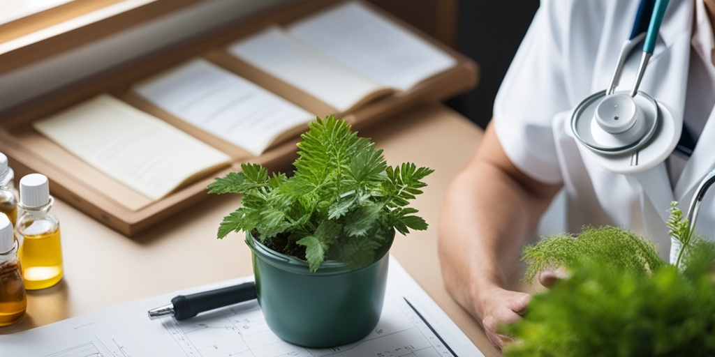 A split-screen showing a compassionate naturopathic doctor and a conventional doctor in contrasting clinical environments.  .png