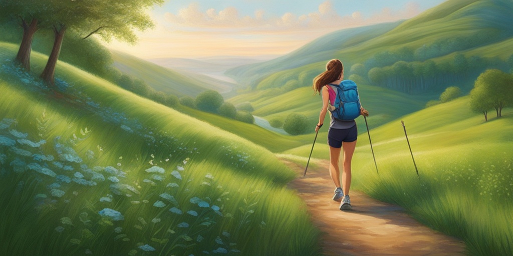 A young adult enjoys hiking in a lush landscape, radiating vitality and strength while living with Cystic Fibrosis.  .png