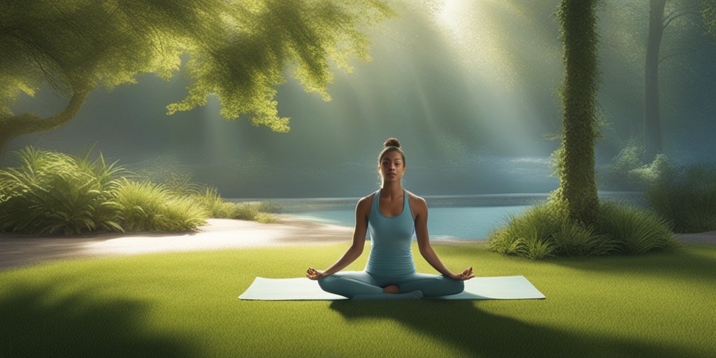 An individual practicing yoga outdoors, embodying recovery and well-being in a serene landscape.  .png